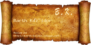 Barth Káldor névjegykártya